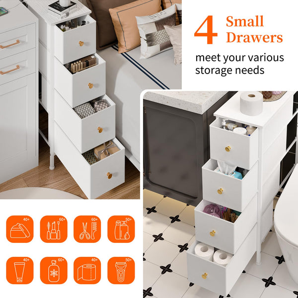 Narrow Dresser with 4 Fabric Drawers
