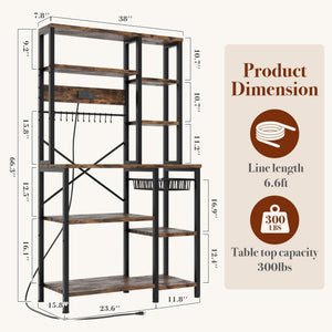 6-Tier Kitchen Baker's Rack with Power Outlet