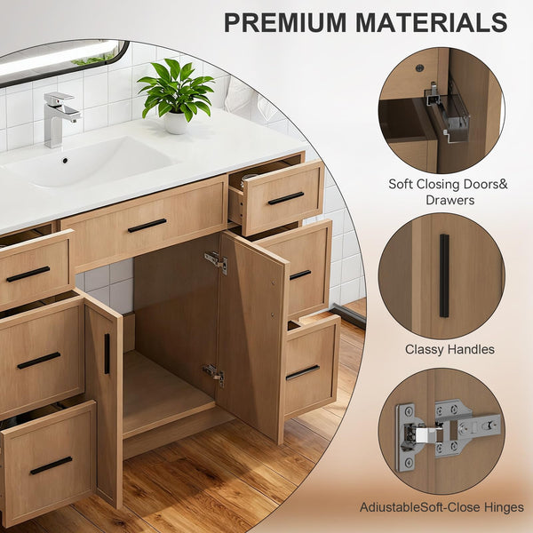 48-Inch Bathroom Vanity with Sink and Wood Cabinet