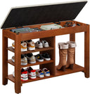 Entryway Shoe Bench with Flip-Top Storage, Cushion & Adjustable Shelves
