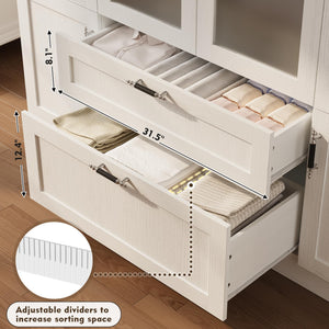 6-Door Wardrobe Armoire with Frosted Glass