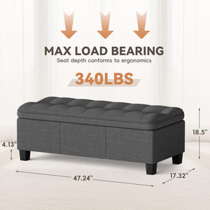 47-Inch Storage Ottoman Bench with Legs