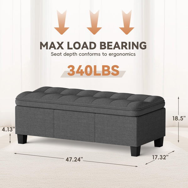 47-Inch Storage Ottoman Bench with Legs