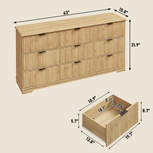 9-Drawer Fluted Dresser with Power Outlet