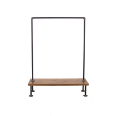 Industrial Pipe Clothing Rack with Wood Shelf
