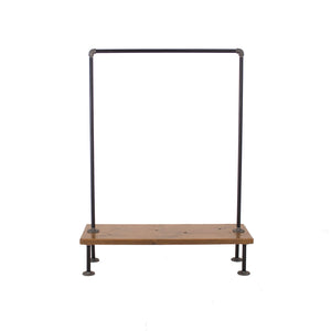 Industrial Pipe Clothing Rack with Wood Shelf
