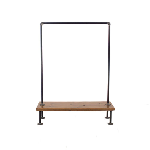 Industrial Pipe Clothing Rack with Wood Shelf