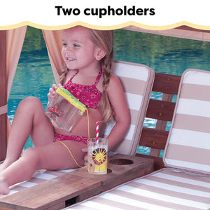 Kids Outdoor Double Chaise Lounge with Canopy & Cup Holders