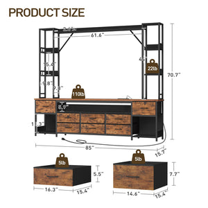 Large Entertainment Center with LED Lighting & Power Outlets