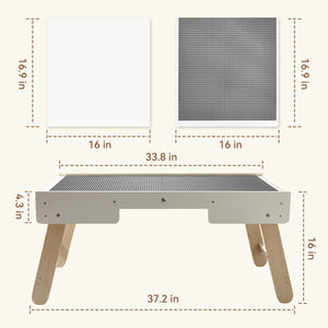 3-in-1 Wooden Kids Activity Table with Building Board & Storage
