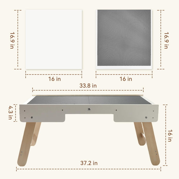 3-in-1 Wooden Kids Activity Table with Building Board & Storage