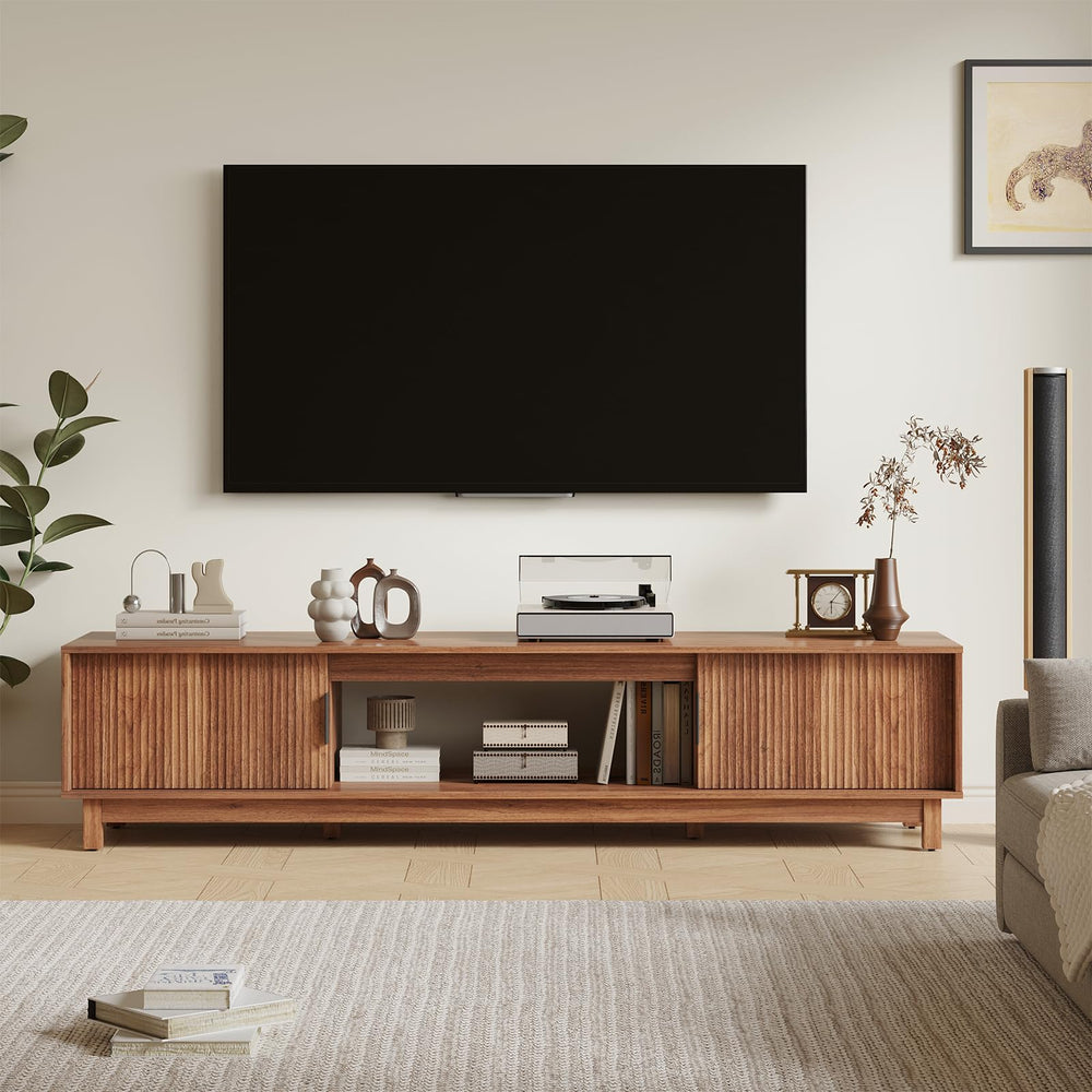 Mid-Century Modern TV Stand with Storage Cabinets
