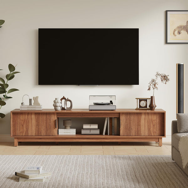 Mid-Century Modern TV Stand with Storage Cabinets