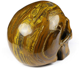 Tiger Iron Eye Crystal Skull Sculpture – 5 Inch Hand Carved Gemstone