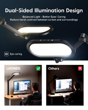 LED Desk Lamp – Eye-Care Clip-On Light with Adjustable Arm & Dimmer