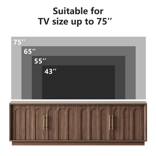 67" Mid-Century Modern TV Stand for 75 Inch TVs – Arched Wood Grain Media Console