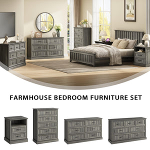 Farmhouse Dresser & Nightstand Set – 3-Piece Bedroom Set