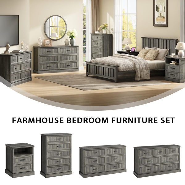 Farmhouse Dresser & Nightstand Set – 3-Piece Bedroom Set