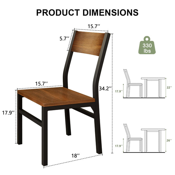 Modern Dining Chairs Set of 6 with Ergonomic Backrest, MDF Seat & Metal Legs