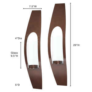 Steel Wall Sconce Pair with Glass Hurricane
