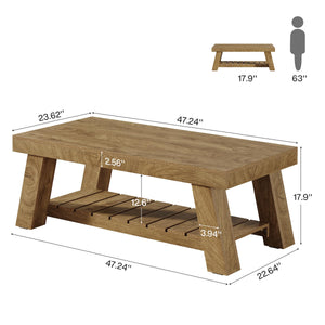 2-Tier Farmhouse Coffee Table with Storage Shelf