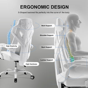 Gaming Chair with Mesh Back, Footrest & Lumbar Support