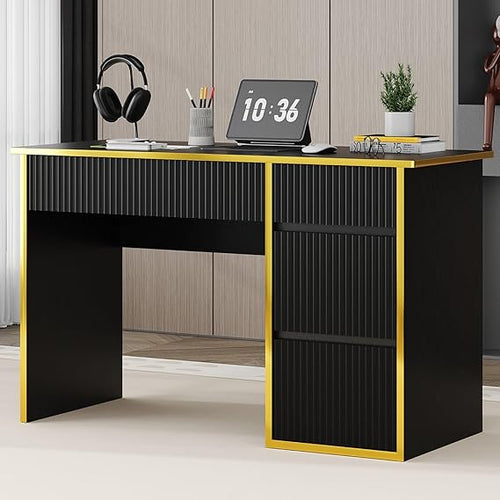 47-Inch Fluted Computer Desk with File Drawer and Storage