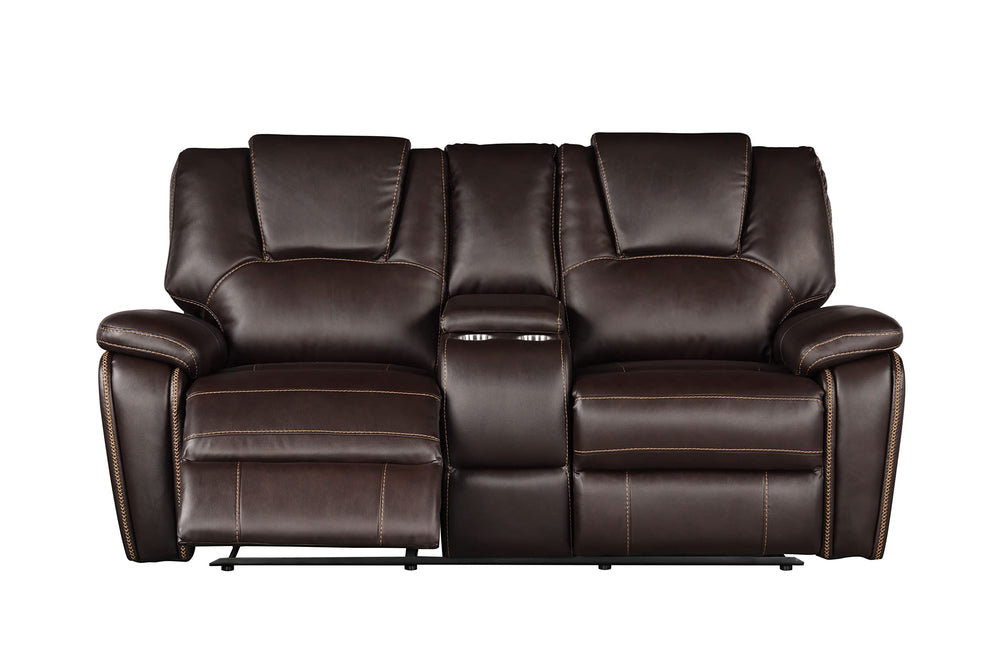 3-Piece Recliner Sofa Set – Bonded Leather, Brown