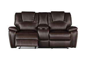 3-Piece Recliner Sofa Set – Bonded Leather, Brown