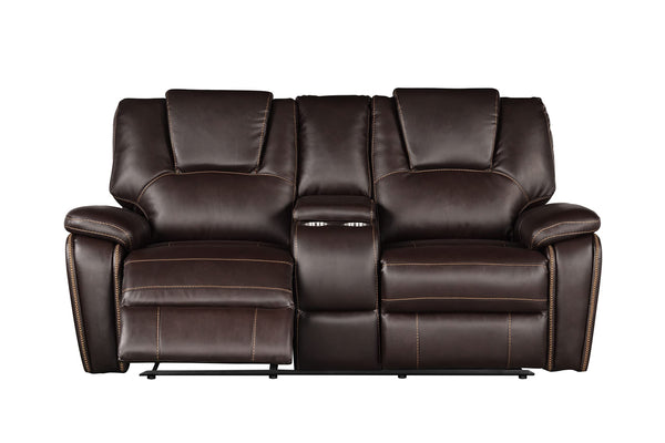 3-Piece Recliner Sofa Set – Bonded Leather, Brown