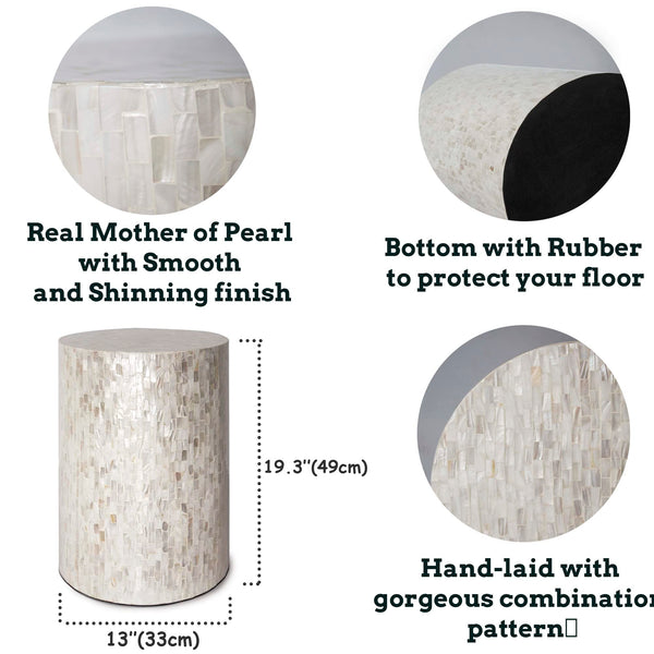 Mother of Pearl Cylinder Drum End Table