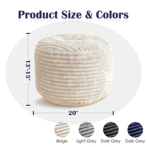 Round Corduroy Pouf Ottoman with Memory Foam Filling