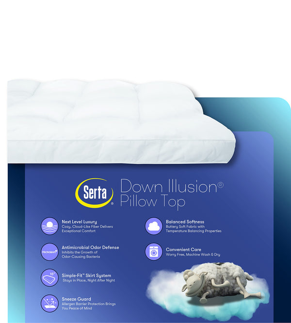 Hypoallergenic Pillowtop Mattress Topper with Simple Fit Skirt