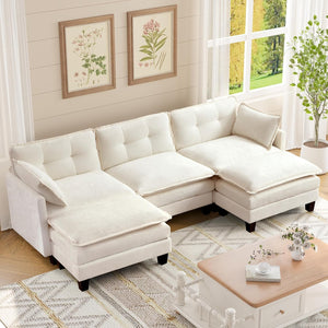 Modular U-Shaped Sectional Sofa with Ottomans