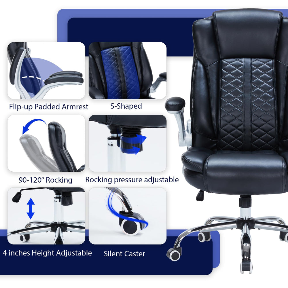 High-Back Ergonomic Office Chair with Flip-Up Armrests