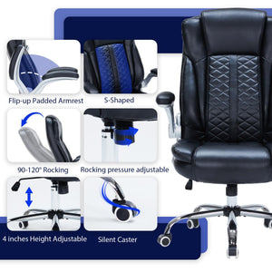 High-Back Ergonomic Office Chair with Flip-Up Armrests