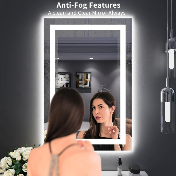 LED Bathroom Mirror with Lights – Anti-Fog, Dimmable, Backlit & Front Lit