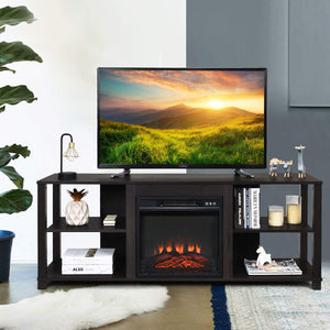 TV Stand with Adjustable Shelves and Fireplace Opening – Fits Up to 65" TVs