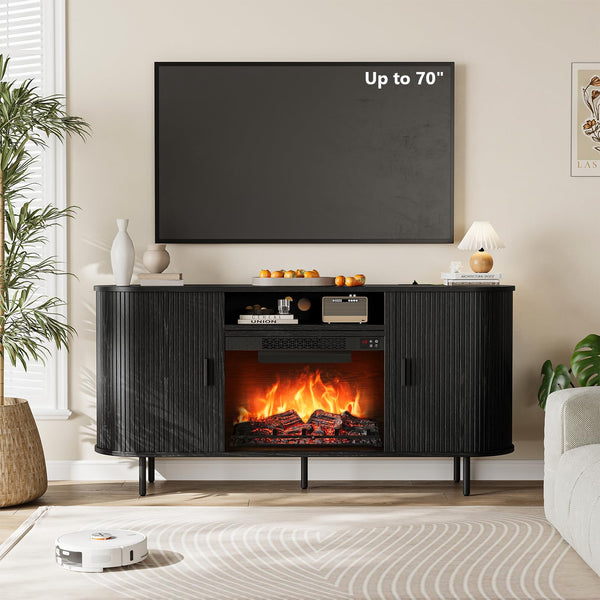 63" Fireplace TV Stand with 23" Electric Fireplace for TVs up to 70"
