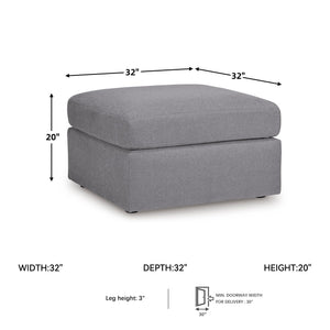 Square Oversized Accent Ottoman – Stain Resistant, Gray