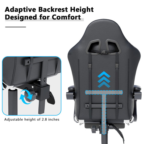 Gaming Chair with Headrest, Lumbar Support & Retractable Footrest