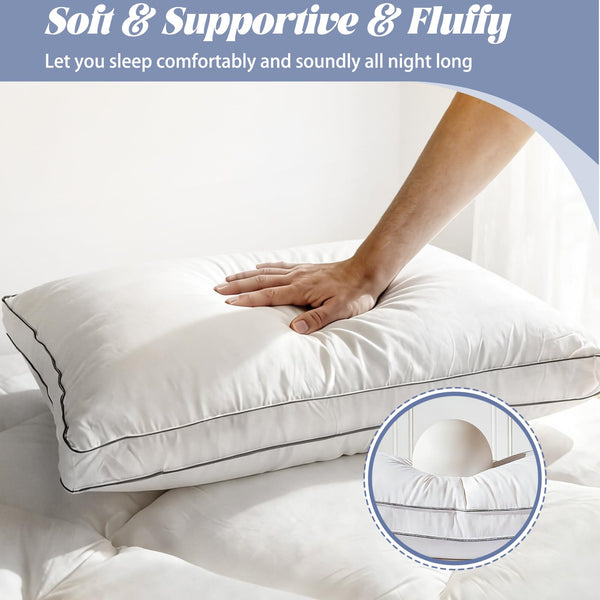 Goose Feather Down Bed Pillows – Pack of 2