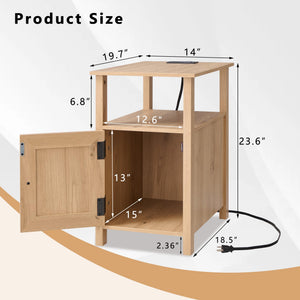 Farmhouse Nightstand Set of 2 with Charging Station