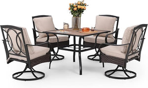 7-Piece Outdoor Patio Dining Set with Swivel Chairs & Rectangular Table