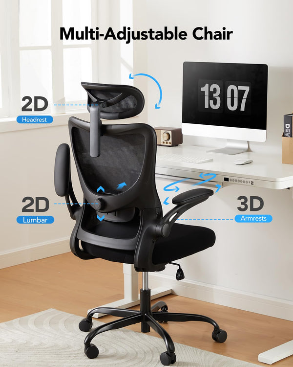 Ergonomic High Back Office Chair with 3D Armrests & Adjustable Lumbar Support