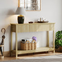 47" Fluted Console Table with Drawers & Open Shelf