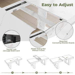 Extendable Faux Marble Dining Table for 6–10