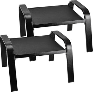 Outdoor Patio Ottoman Set of 2 – Textilene Footstools with Steel Frame
