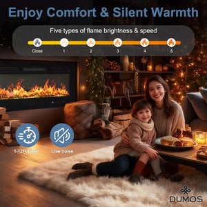 Electric Fireplace Wall Mounted Recessed Freestanding with Remote