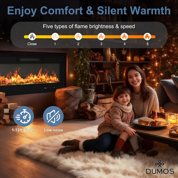 Electric Fireplace Wall Mounted Recessed Freestanding with Remote